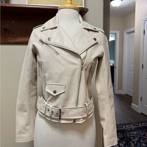 Zara women's Cream faux Leather Jacket NWOT